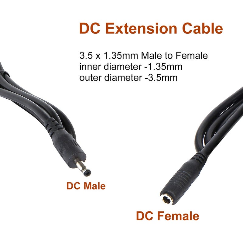 COOLM 3.5mm Power Extension Cable, Universal 5ft DC 5 Volt 3.5mm x 1.35mm Power Adapter Extension Cord, Extend Additional 5ft Length 1.5M for DC 5V Power Adapter Wall Charger 3.5x1.35mm DC Plug - Image 3